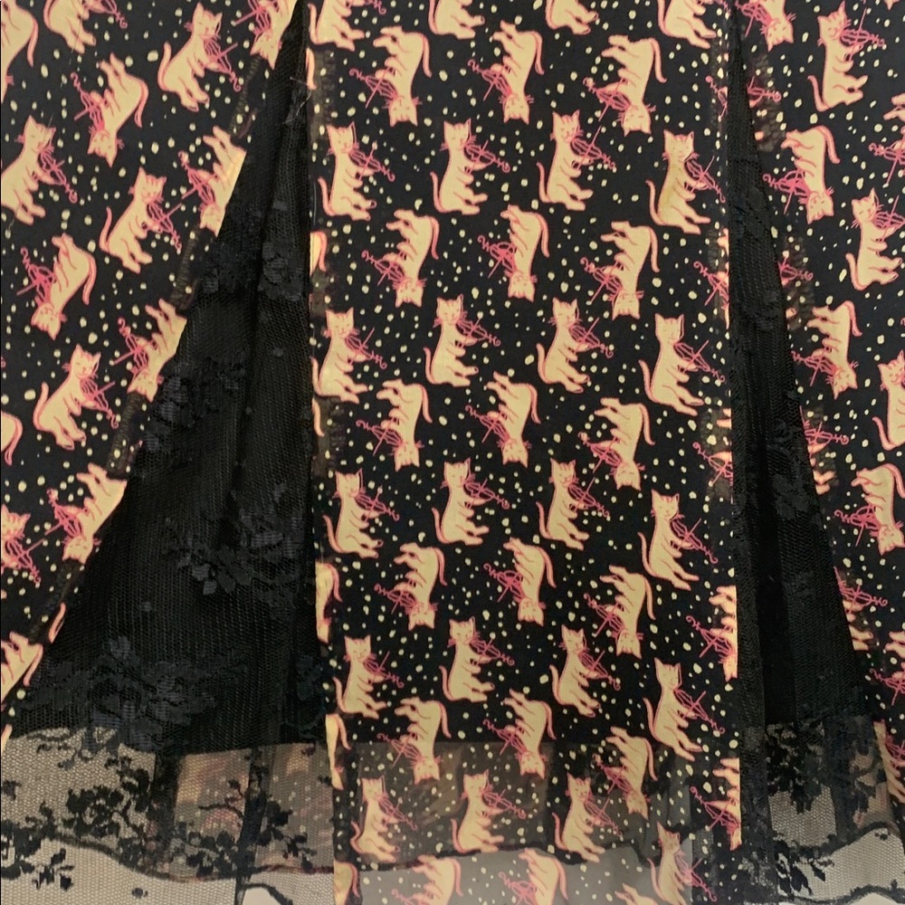 Vintage Betsey Johnson Cat and The Fiddle Pleated Lace Chiffon A-Line Skirt Y2K - Picture 4 of 11